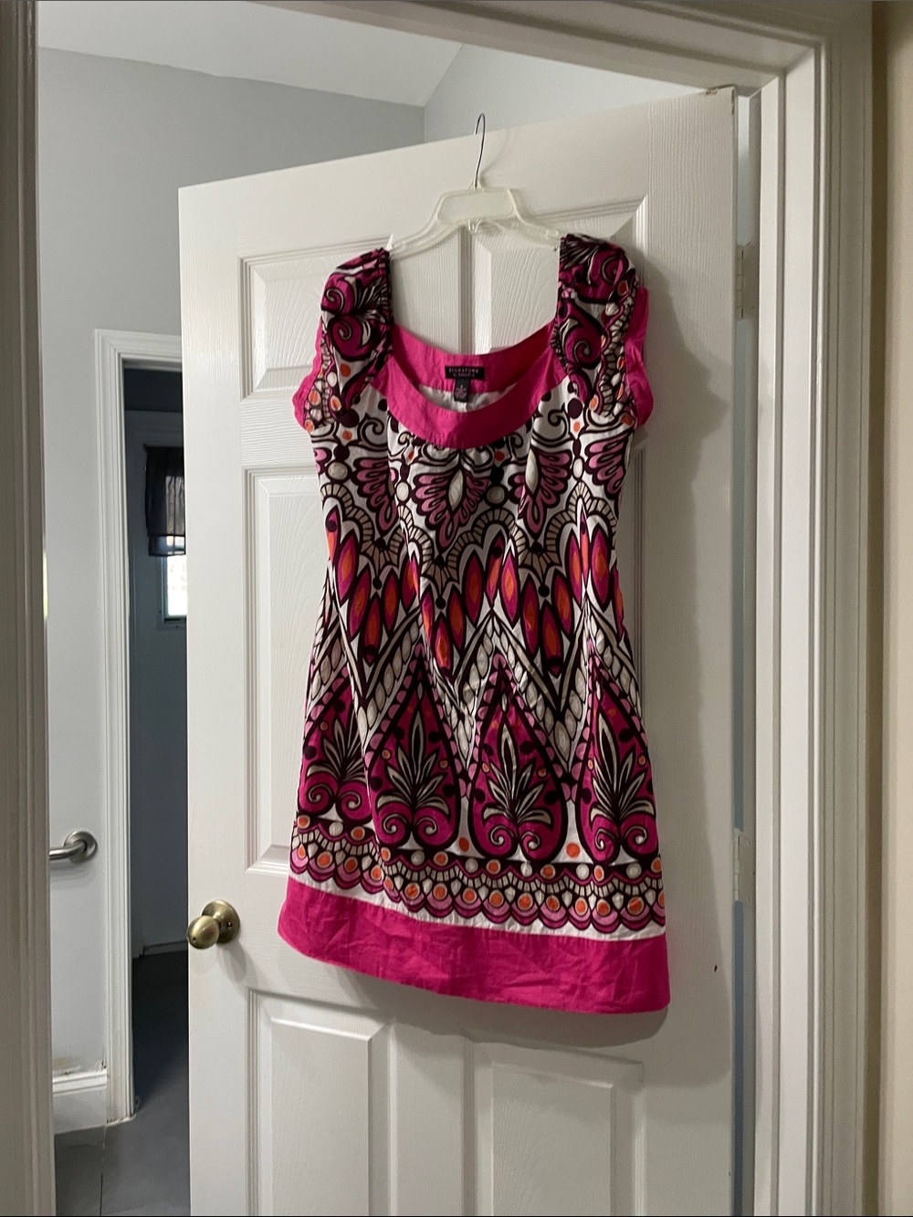 Robbie Bee Pink Multicolor Scoop-Neck dress side zipper size 16